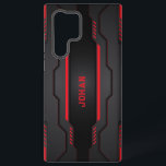 Black and red metallic geometric design samsung galaxy case<br><div class="desc">Image of a black and red metallic geometric design. Modern masculine design.</div>