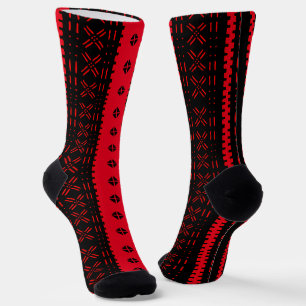 Black And Red Modern Mudcloth Fashion Socks