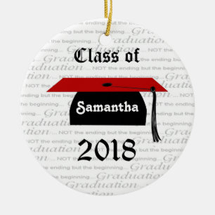Black and red Mortar cap Graduation Ornament