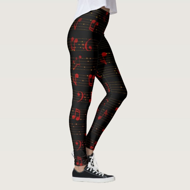 Black and Red Musical Notes Leggings (Right)