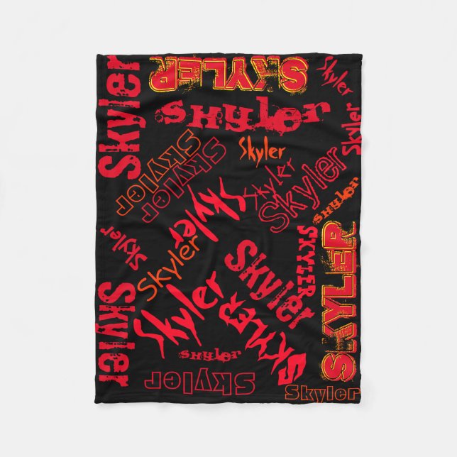Black and Red Neon Flame Blanket Name Collage (Front)