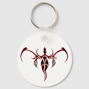 Black and Red Ornate Tribal Elephant Mandala Key Ring