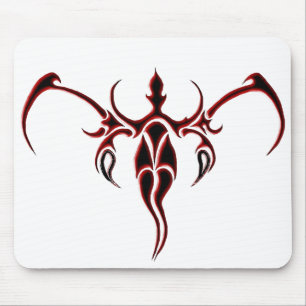 Black and Red Ornate Tribal Elephant Mandala Mouse Pad