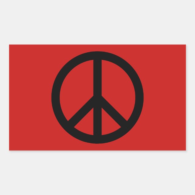 Black and Red Peace Symbol Rectangular Sticker (Front)