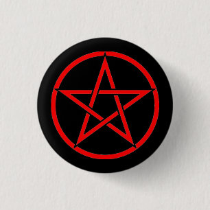 Black and Red Pentacle Pentagram Button Badge