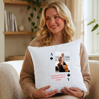 Black and Red Personalised Dad Photo Ace Card  Cushion