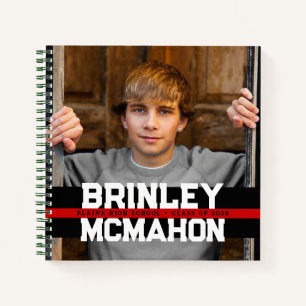 Black and Red Photo Graduation Guestbook Notebook
