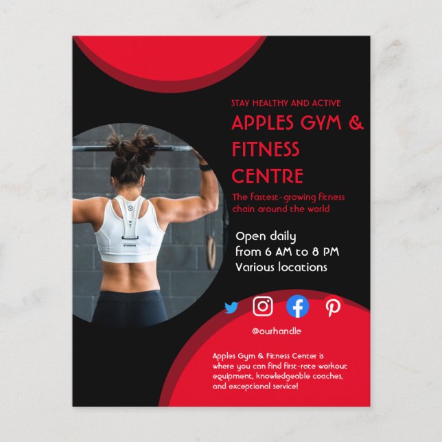 black and red Photo gym personal trainer fit Flyer (Front)