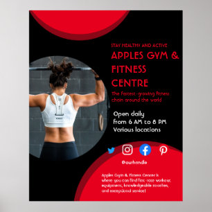 black and red Photo gym personal trainer fit Flyer Poster