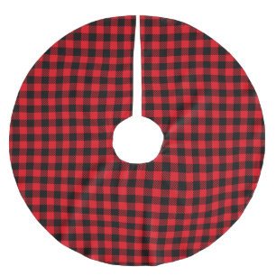Black and Red Plaid Brushed Polyester Tree Skirt