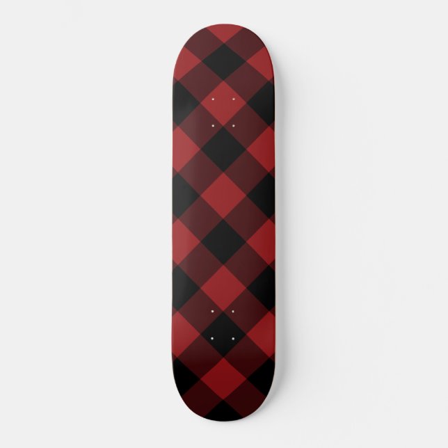 Black and Red Plaid Check Skateboard (Front)