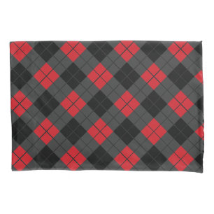 Black and Red Plaid Checked Pillow Case