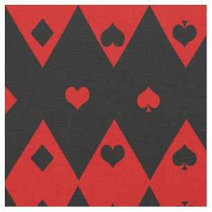 Black and Red Playing Card Shapes Fabric
