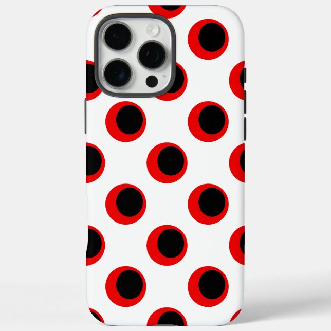 Black and Red Polka Dot Pattern Case-Mate iPhone Case (Back)