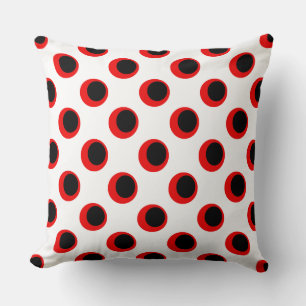 Black and Red Polka Dot Pattern Cushion