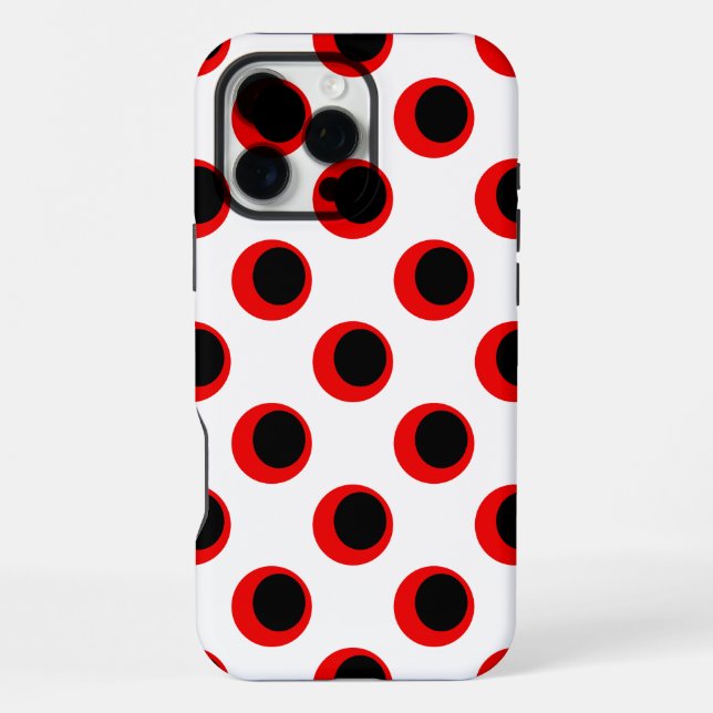 Black and Red Polka Dot Pattern iPhone Case (Back)