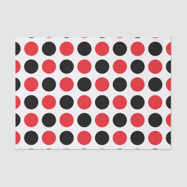 Black and Red Polka Dots Tissue Paper (Front)