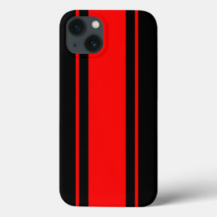 Black and Red Racing Stripe iPhone 13 Case
