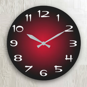 Black and Red Radial Gradient Large Clock