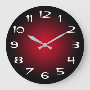 Black and Red Radial Gradient Large Clock