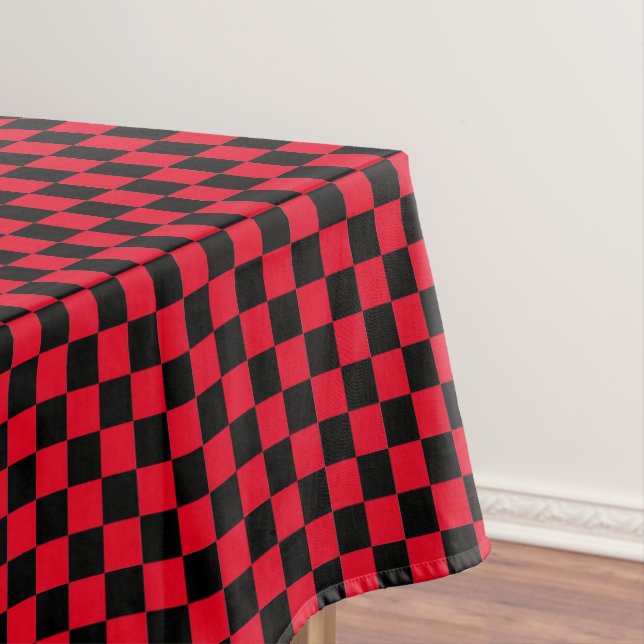 black and  red - retro chequerboard tablecloth (In Situ)