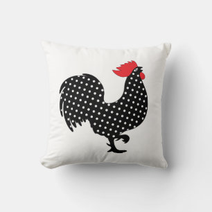 Black and Red Rooster Pillow