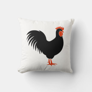 Black and Red Rooster Pillow