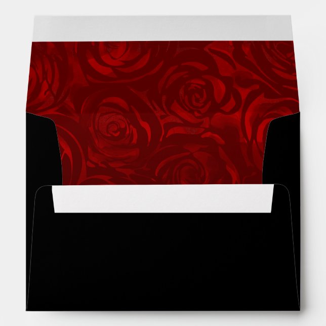 Black and Red Rose Goth Return Address Envelope (Back (Bottom))