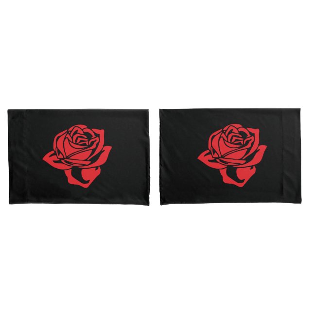 Black and Red Rose Pillow Case (Front-Set)