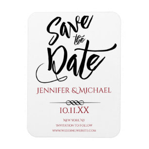 Black and Red Save the Date Magnet