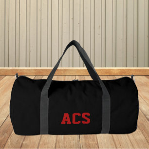Black and Red School Colours and Letters Duffle Bag