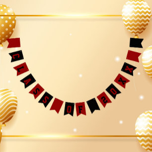 Black and Red School Colours Class Year Bunting