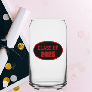 Black and Red School Colours Class Year Can Glass