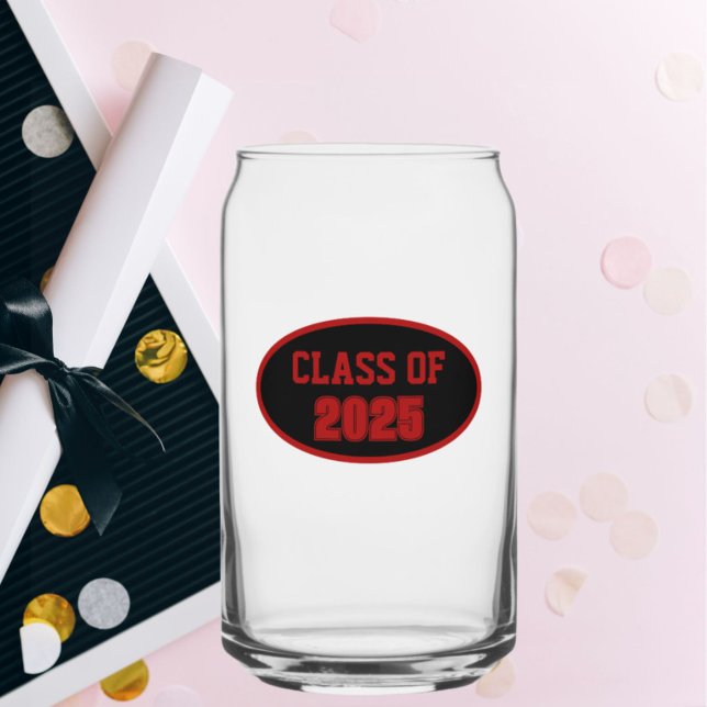 Black and Red School Colours Class Year Can Glass (In Situ (Graduation))