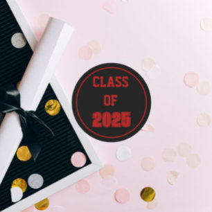Black and Red School Colours Class Year Classic Round Sticker