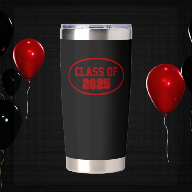 Black and Red School Colours Class Year Insulated Tumbler (In Situ (Graduation))