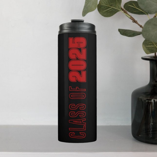 Black and Red School Colours Class Year Thermal Tumbler (In Situ)