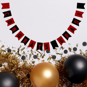 Black and Red School Colours Graduation Bunting