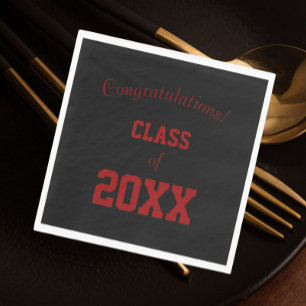 Black and Red School Colours Graduation Napkin