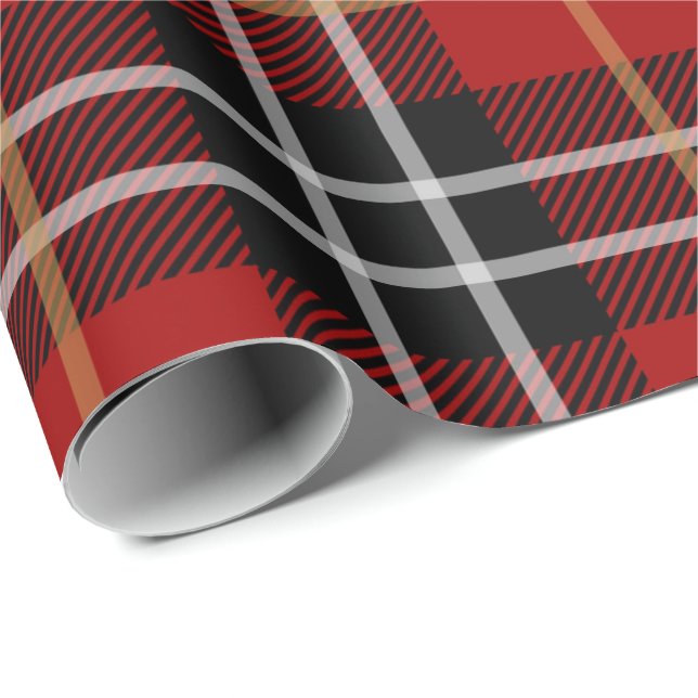 Black and Red Scottish tartan plaid Wrapping Paper (Roll Corner)