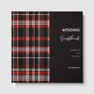Black and Red Scottish Tartan Wedding Guest Book
