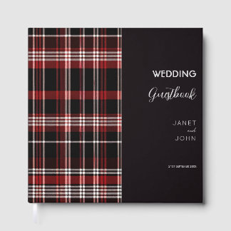 Black and Red Scottish Tartan Wedding  Guest Book