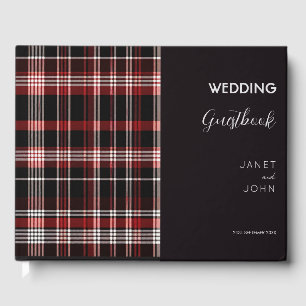 Black and Red Scottish Tartan Wedding Guest Book