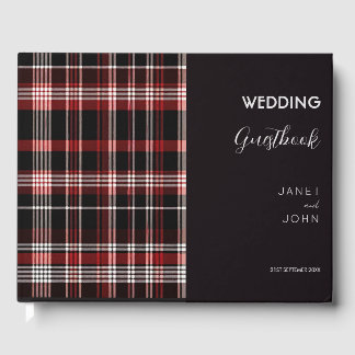 Black and Red Scottish Tartan Wedding Guest Book