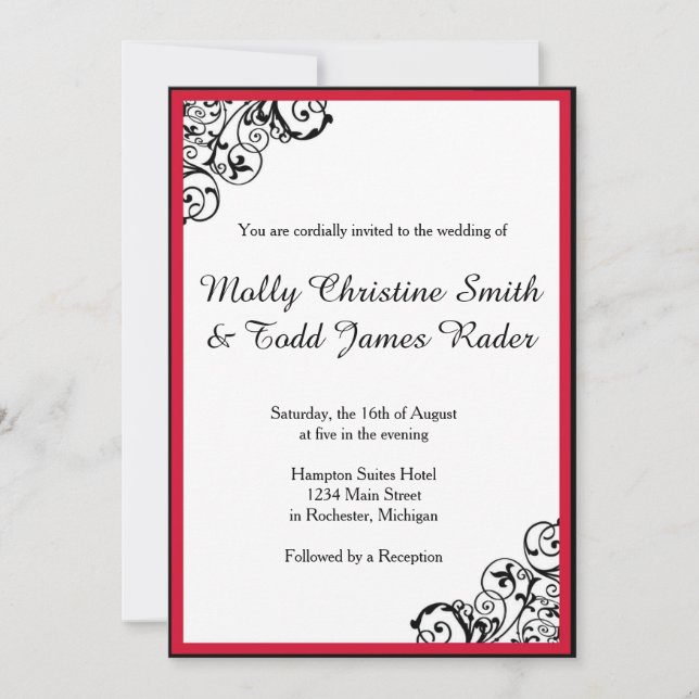 Black and Red Scroll Invite (Front)
