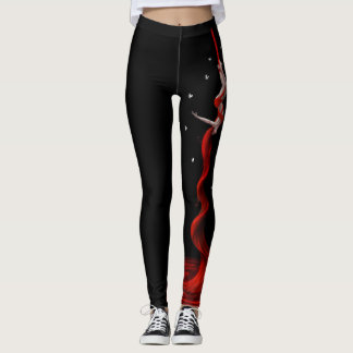 Black and Red Silks Leggings, Aerialist, Leggings