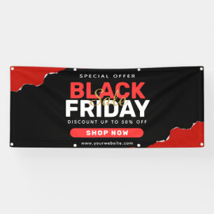 Black and Red Simple Black Friday Sale Banner