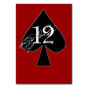 Black and Red Spades Custom Table Number
