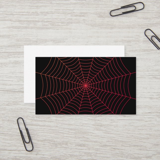 Black and red spider web Halloween pattern Business Card (Front/Back In Situ)