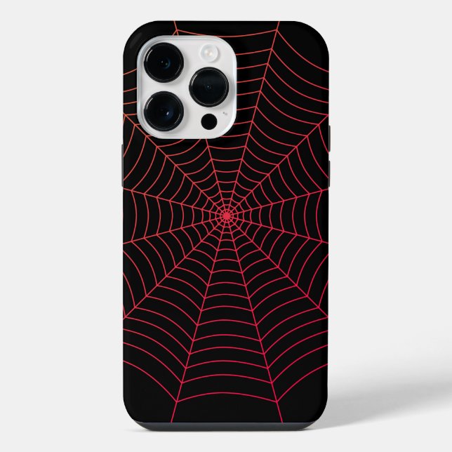 Black and red spider web Halloween pattern iPhone Case (Back)